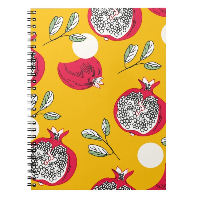 Cuaderno Patrón de frutos de granate dibujado a mano sin co (Frente)