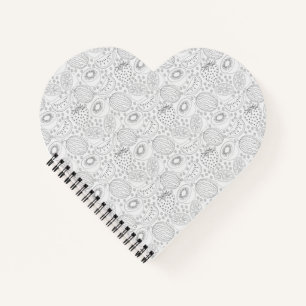 Cuaderno Patrón de frutos tropicales sin soldadura negro y
