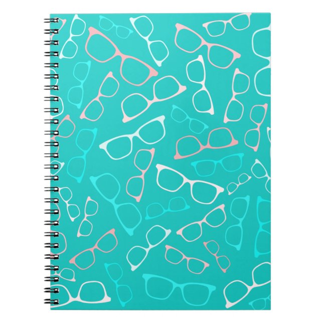 Cuaderno Patrón de gafas en Aqua (Frente)
