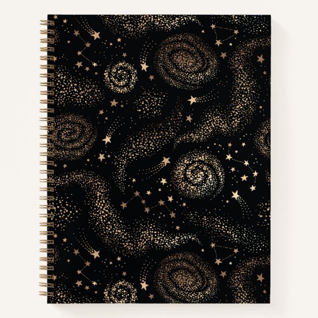 Cuaderno Patrón de galaxia de la constelación Gold Star (Anverso)