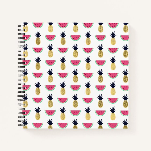 Cuaderno Patrón de garabato de piña y sandía (Anverso)