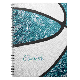 Cuaderno Patrón de garabato deportivo boho azul verde blanc