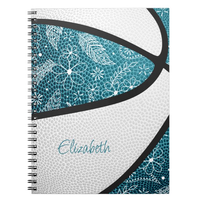 Cuaderno Patrón de garabato deportivo boho azul verde blanc (Frente)