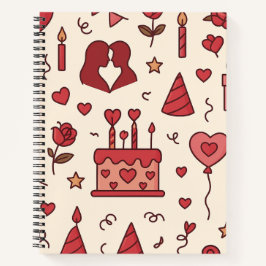 Cuaderno Patrón de garabatos de celebración romántica