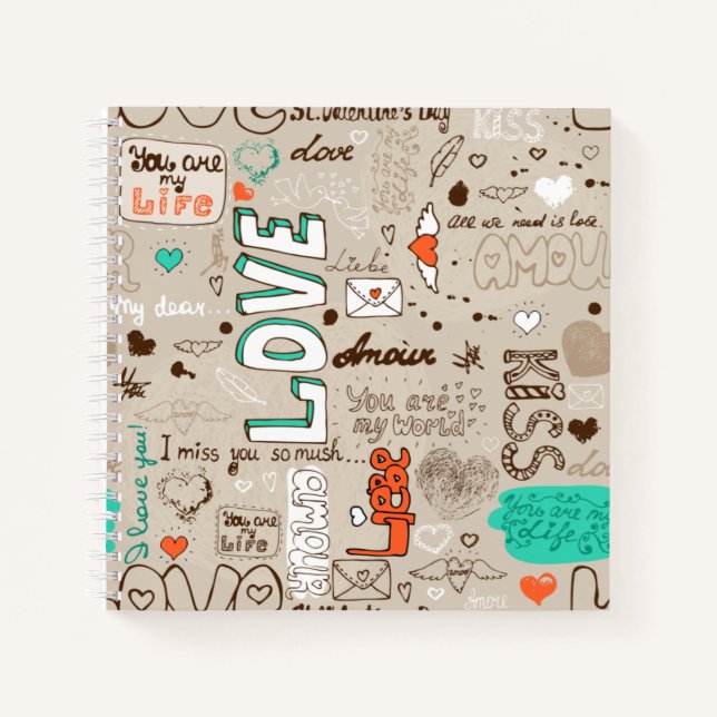 Cuaderno Patrón de garabatos de citas de amor (Anverso)