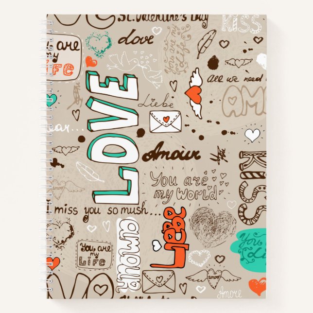Cuaderno Patrón de garabatos de citas de amor (Anverso)