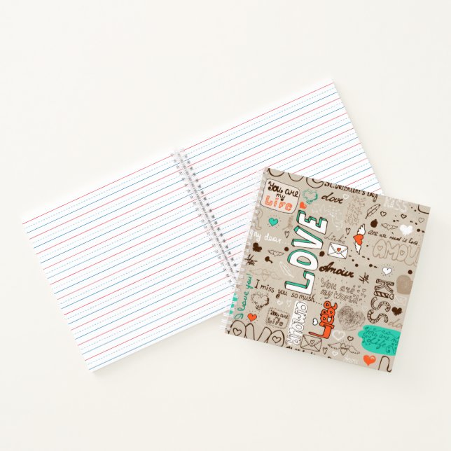 Cuaderno Patrón de garabatos de citas de amor (Interior)