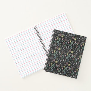 Cuaderno Patrón de garabatos de conejo de Pascua en pizarra