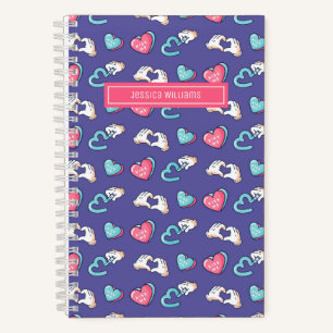 Cuaderno Patrón de garabatos de corazón lindo retro amor pú