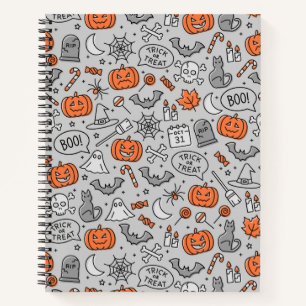 Cuaderno Patrón de garabatos de Halloween para niños lindos