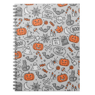 Cuaderno Patrón de garabatos de Halloween para niños lindos
