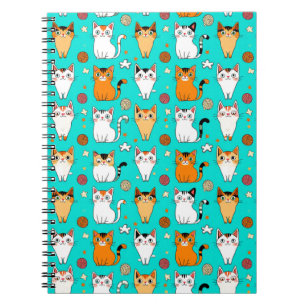 Cuaderno Patrón de gato adorable con gatos coloridos y bola