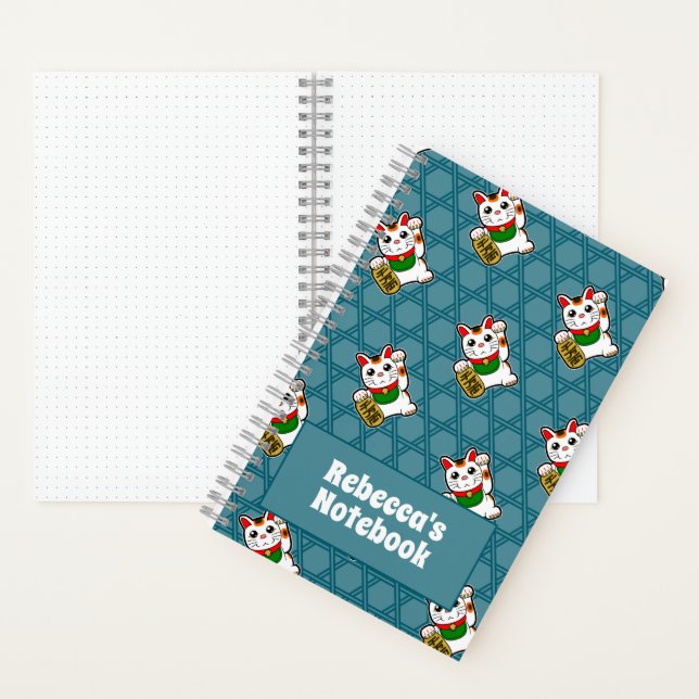 Cuaderno Patrón de gato afortunado de Maneki Neko japonés (Interior)