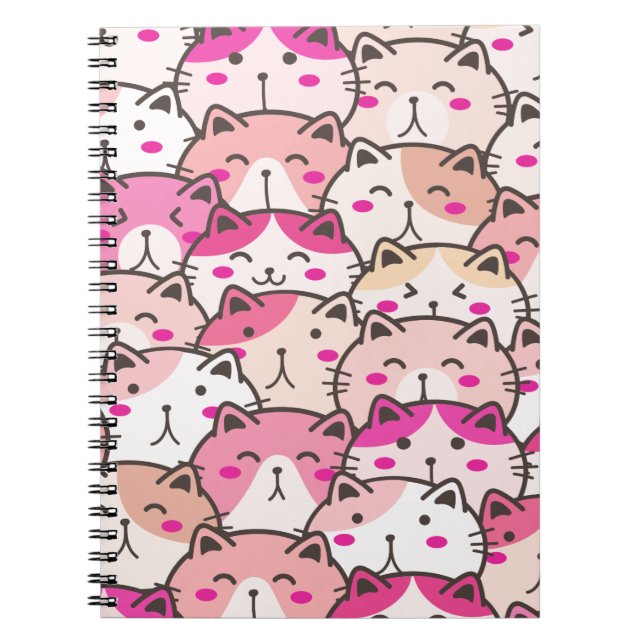 Cuaderno Patrón de gato Animales divertidos y coloridos Mas (Frente)