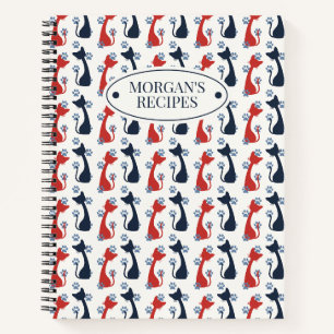 Cuaderno Patrón de gato de arte popular Receta de cocina