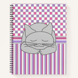 Cuaderno Patrón de gato gris durmiente