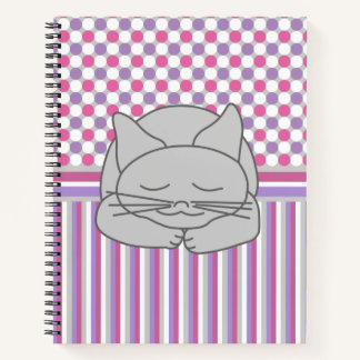 Cuaderno Patrón de gato gris durmiente