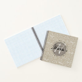 Cuaderno Patrón de gato lindo Monograma personalizado Único