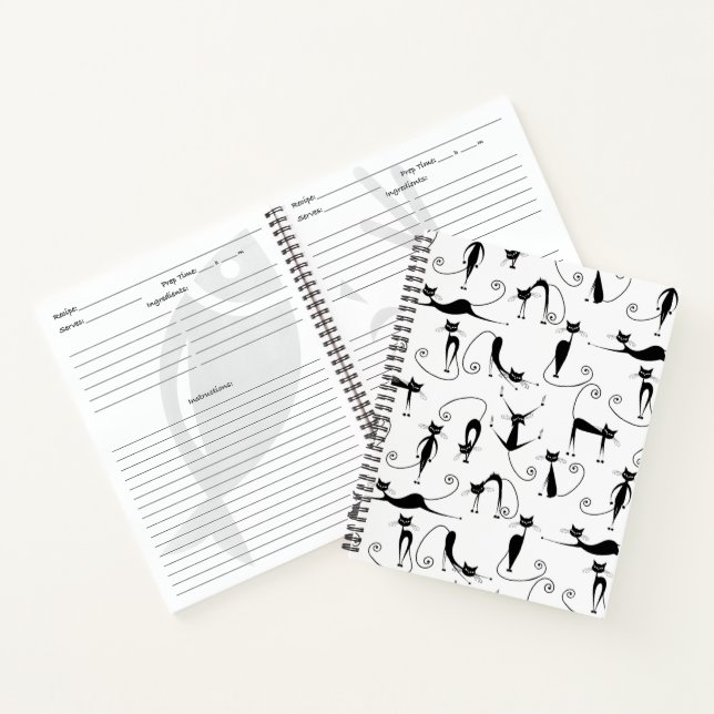 Cuaderno Patrón de gato negro delgado caprichoso (Interior)