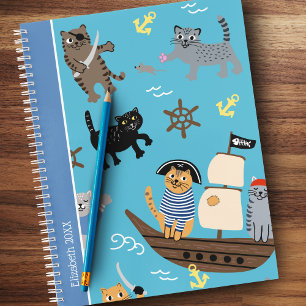 Cuaderno Patrón de gato pirata para escuela de niños y Chic