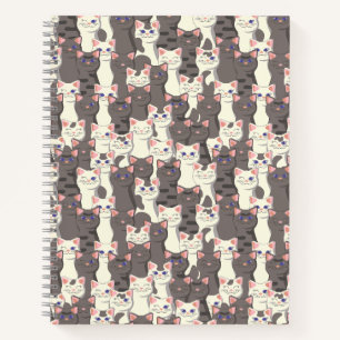 Cuaderno Patrón de gatos blancos y grises