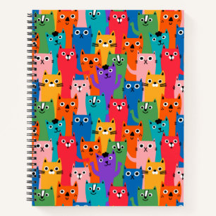 Cuaderno Patrón de gatos coloridos