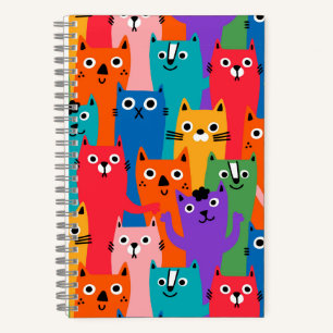 Cuaderno Patrón de gatos coloridos