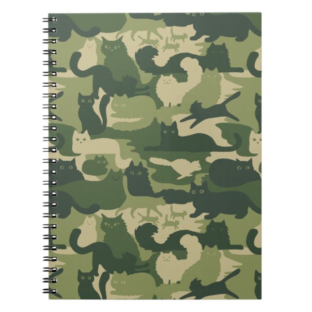 Cuaderno Patrón de gatos de camuflaje Ejército Gatos Gatito (Frente)