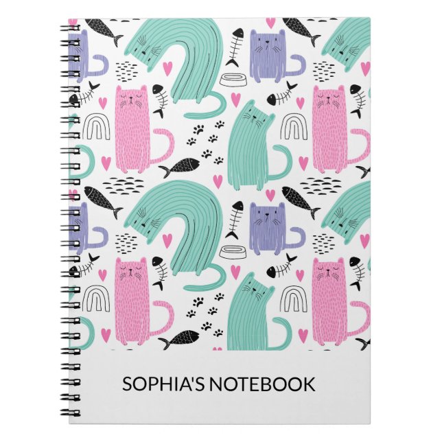 Cuaderno Patrón de gatos de corte (Frente)