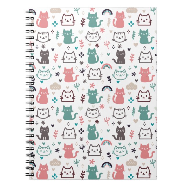 Cuaderno Patrón de gatos de corte (Frente)