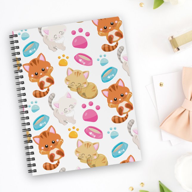 Cuaderno Patrón de gatos, gatos, gatitos, gatitos, patas (Subido por el creador)