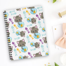 Cuaderno Patrón de gatos, gatos, gatitos, peces