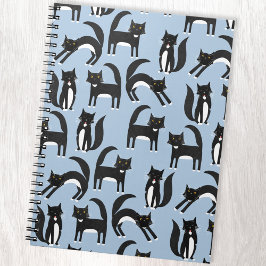 Cuaderno Patrón de gatos gitanos de color negro y blanco