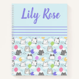 Cuaderno Patrón de gatos lindos personalizados para niños