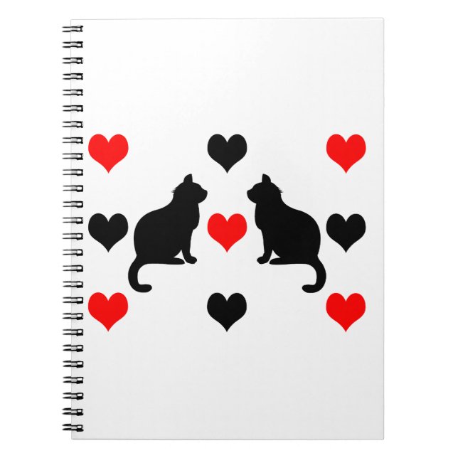 Cuaderno Patrón de gatos y corazones (Frente)