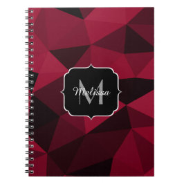 Cuaderno Patrón de geometría negra rosa magenta roja Monogr
