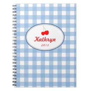 Cuaderno Patrón de ginebra de país azul personal de cerezo
