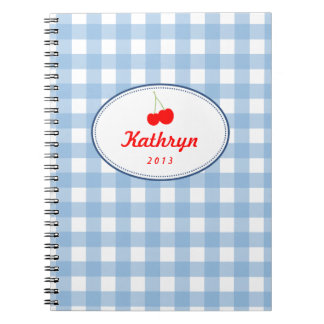 Cuaderno Patrón de ginebra de país azul personal de cerezo 