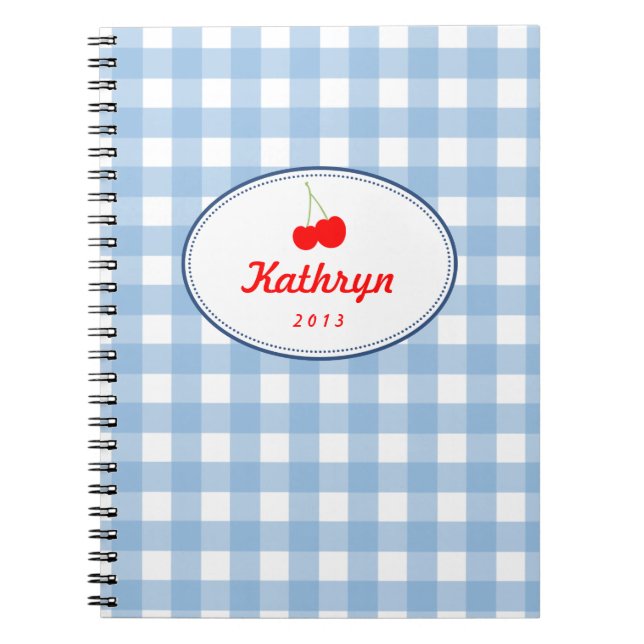 Cuaderno Patrón de ginebra de país azul personal de cerezo  (Frente)