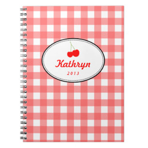 Cuaderno Patrón de ginebra del país rojo dulce cerezo perso