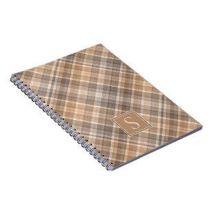 Cuaderno Patrón de gingham a cuadros de franja neutra rústi