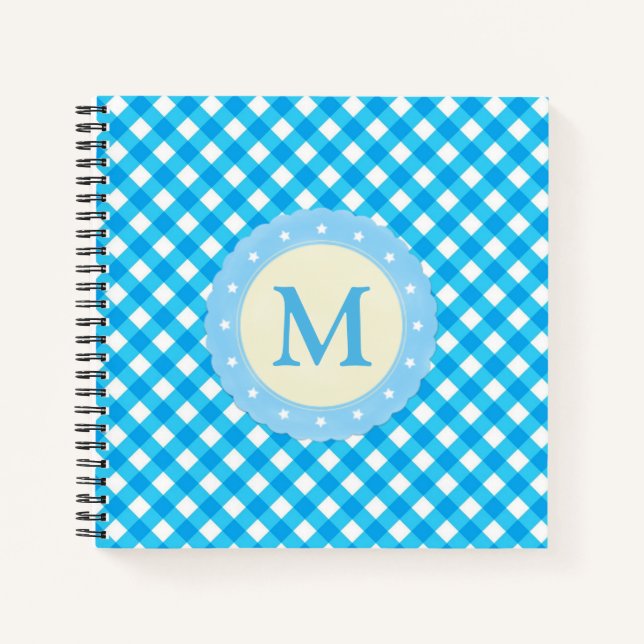 Cuaderno Patrón de Gingham azul brillante (Anverso)