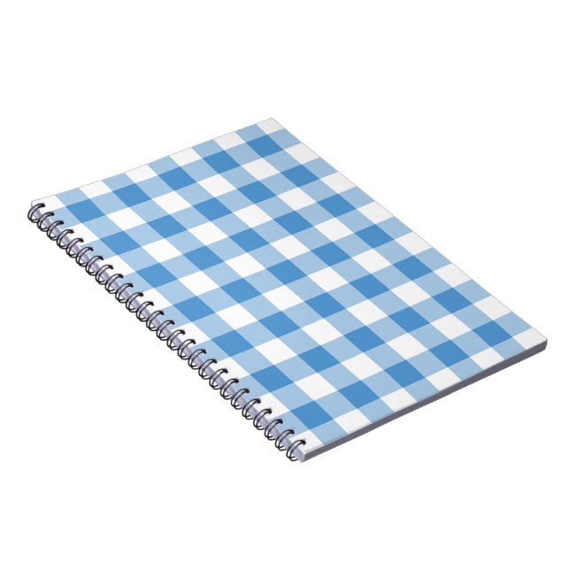 Cuaderno Patrón de Gingham blanco y azul claro (Lado Derecho)