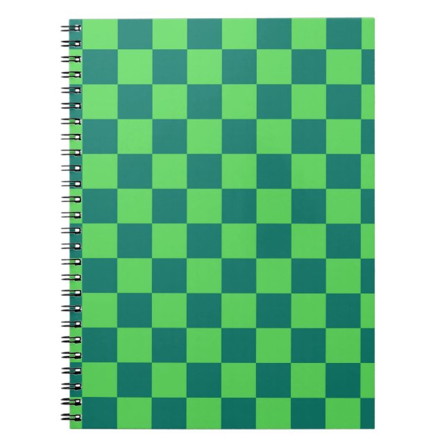 Cuaderno Patrón de Gingham de Blue Green Checkered (Frente)