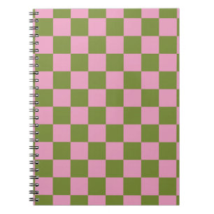 Cuaderno Patrón de Gingham de color verde rosa