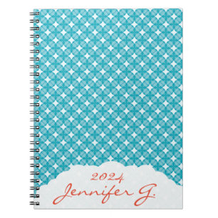 Cuaderno Patrón de Gingham de Cuadrícula y Estrellas