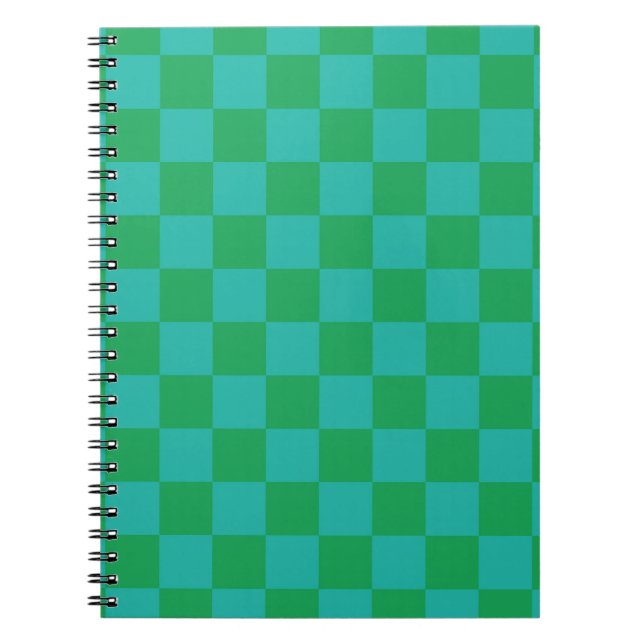 Cuaderno Patrón de Gingham de Green Blue Checkered (Frente)