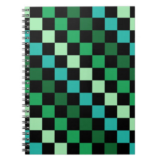Cuaderno Patrón de Gingham de Green Blue Checkered
