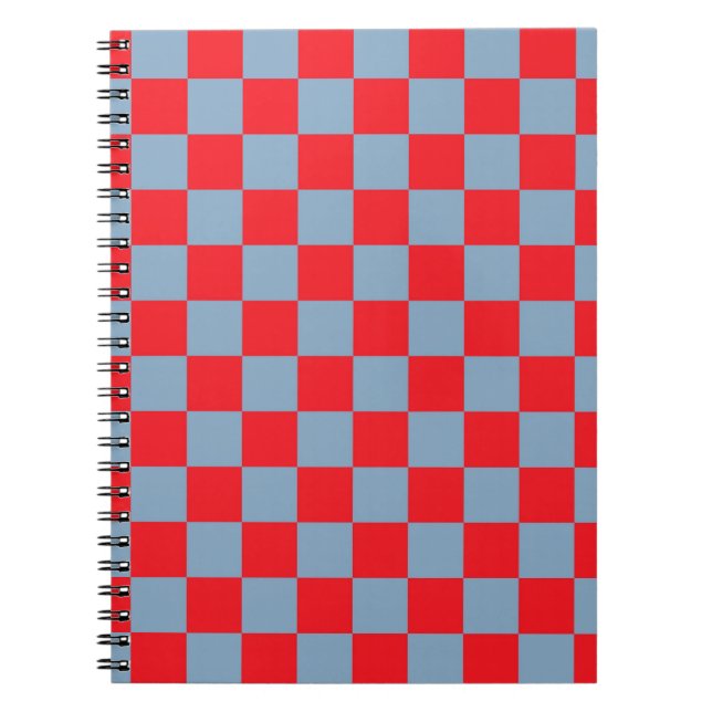 Cuaderno Patrón de Gingham de Red Blue Checkered (Frente)
