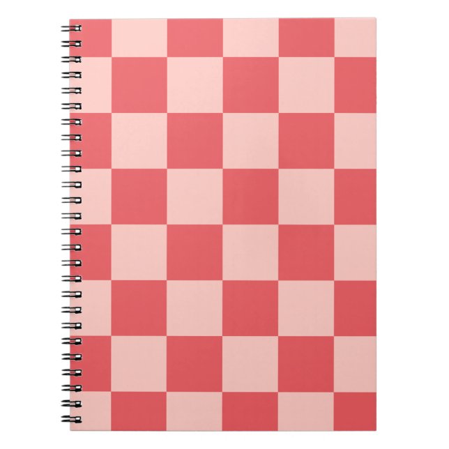 Cuaderno Patrón de Gingham de Red Checkered Rosa (Frente)